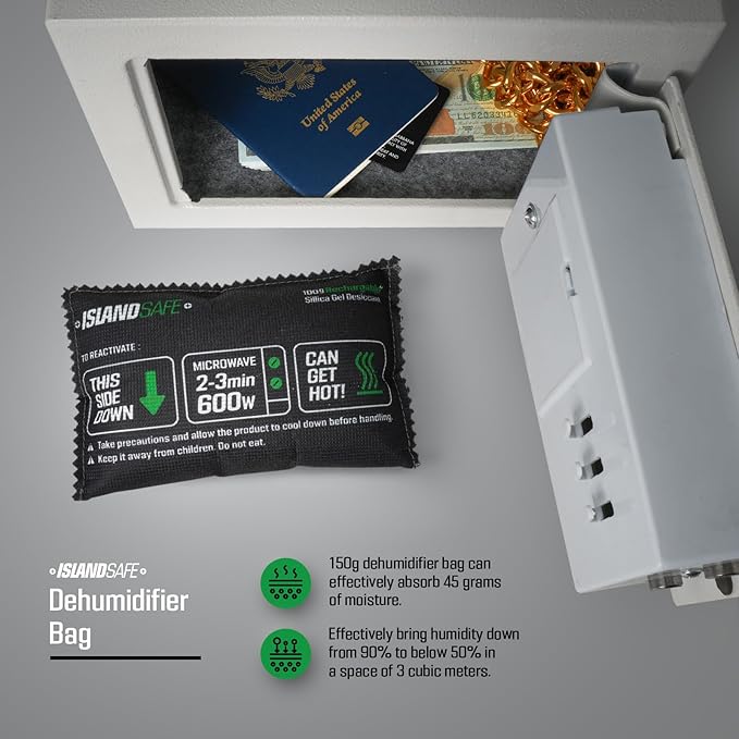Rechargeable Safe Dehumidifier Bag 400g, Microwave Fast Reactivated Desiccant, Moisture Absorbing Packet for Safes, Cabinets, Home Closets, Car, Black (2, 6x4inch)