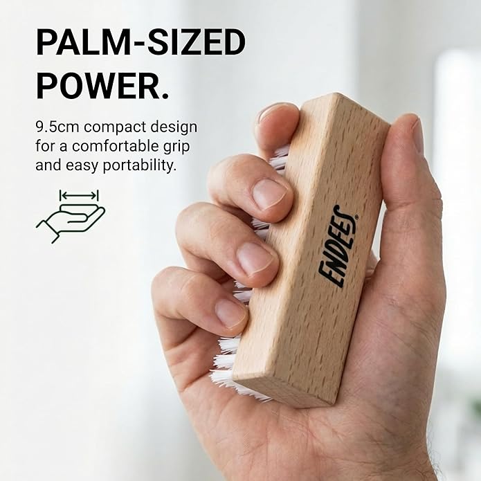 endees Brush Up (1 Pck) – Universal Shoe Cleaning Brush with Durable Synthetic Bristles & Wooden Handle – Leather, Suede & Fabric Shoes & Boots – Small, Compact, Portable Design – Shine, Polish, Dust