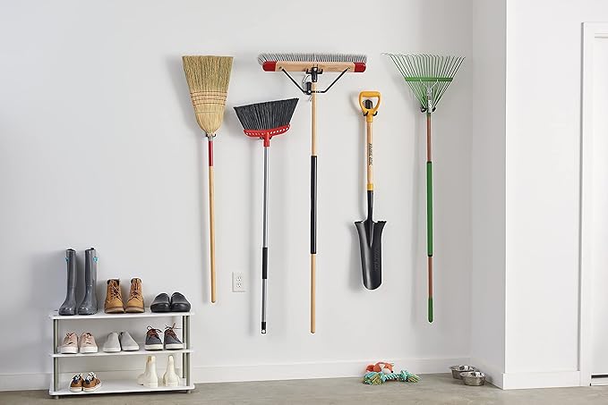 Harper 24 Inch Indoor Push Broom, Premium Heavy Duty Smooth-Surface Floor Cleaning with Flagged Bristles, Home and Garage Sweeping, Gray