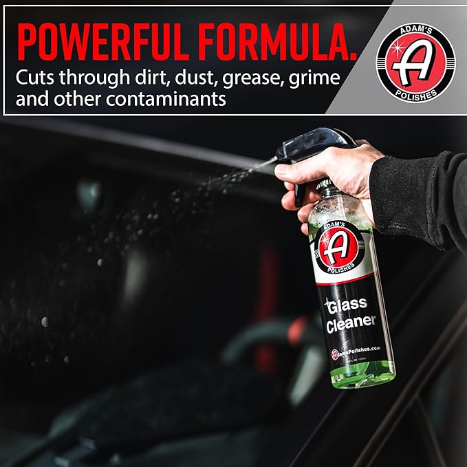 Adam's Polishes Glass Cleaner - Steak Free Car Wash Window Cleaner, All-Natural Streak Free Formula For Car Cleaning, Safe On Tinted & Non-Tinted Glass, Won't Strip Car Wax or Coating