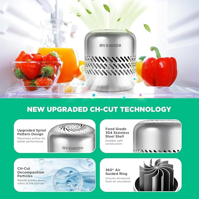 Long-lasting Refrigerator Deodorizer For Odor Remove: Fridge Deodorizer For Smell Remove (Silver Grey)
