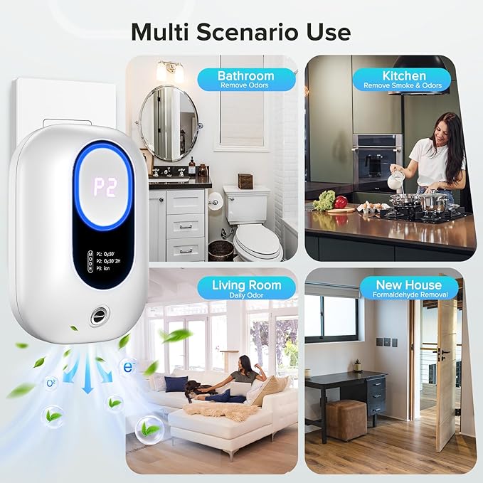 Funomo Air Ionizers, Plug in Negative Ion Air Purifier, Pet Odor Eliminator for Dogs & Cats, Ozone Air Cleaner for Small Spaces, Cat Litter Room, Bathroom, Kitchen & Smoke Dust