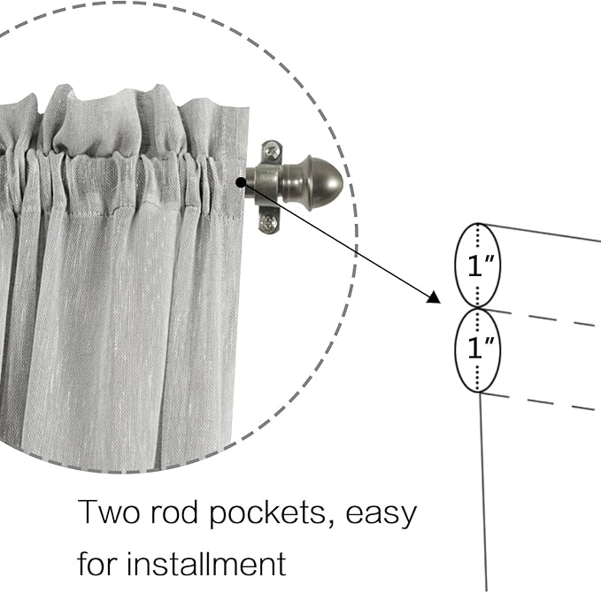 H.VERSAILTEX Linen French Door Curtains Semi Sheer Light Reducing Privacy Doors Window Cover with Tieback | Rod Pocket 1 Panel Door Shades for Glass Living Room Doorways,25" W x 72" L,Grey