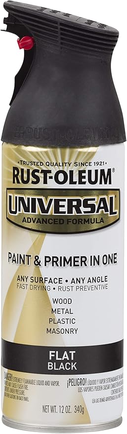 Rust-Oleum 245198 Universal All Surface Spray Paint, 12 oz, Flat Black