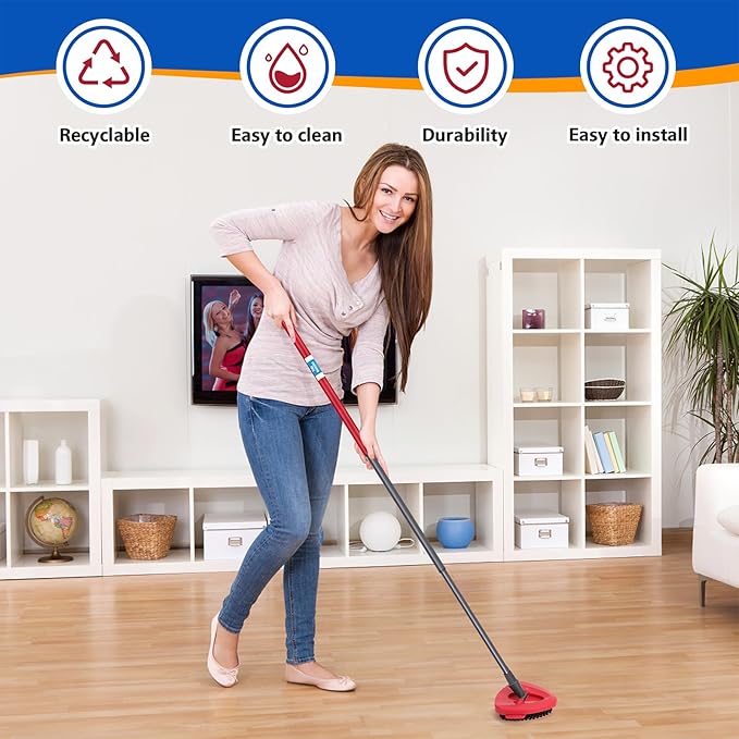 2 Pack Scrub Brush Head for EasyWring 1-Tank System, Hard Bristle Spin Mop Scrub Brush Attachment for Tile, Bathroom, Kitchen, Deck & Floor Cleaning