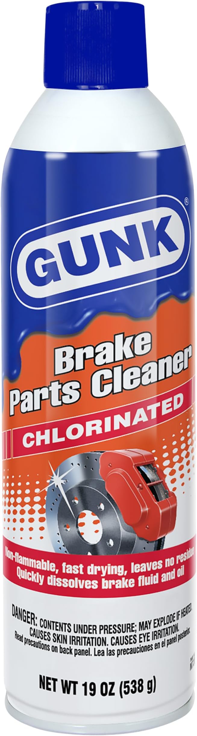 GUNK Brake Parts Cleaner – Non-Flammable Brake Cleaner Spray Can – Fast-Drying Formula for Pads, Rotors & Calipers, Removes Dust, Grease & Oil, Leaves No Residue – 14 oz (Case of 12)