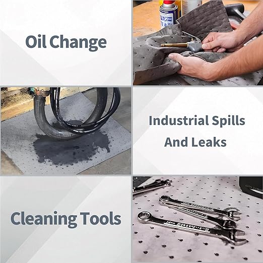 Oil Absorbent Pads - 16 x 20 Inch-Universal Leak, Drip, and Spill Control, Garage Absorbent Mat for Oil Water, Ideal for Extra-Heavy Spills 100 Pcs