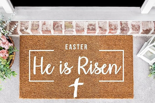 Easter He is Risen Doormat Non-Slip Dust Floor Seasonal Spring Summer Mats Best Gifts for Parents Family Classmate 16X24Inch