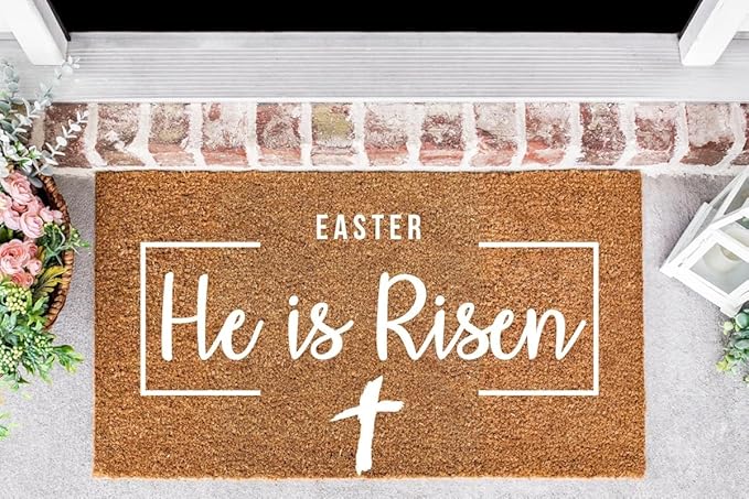 Easter He is Risen Doormat Non-Slip Dust Floor Seasonal Spring Summer Mats Best Gifts for Parents Family Classmate 20x32Inch