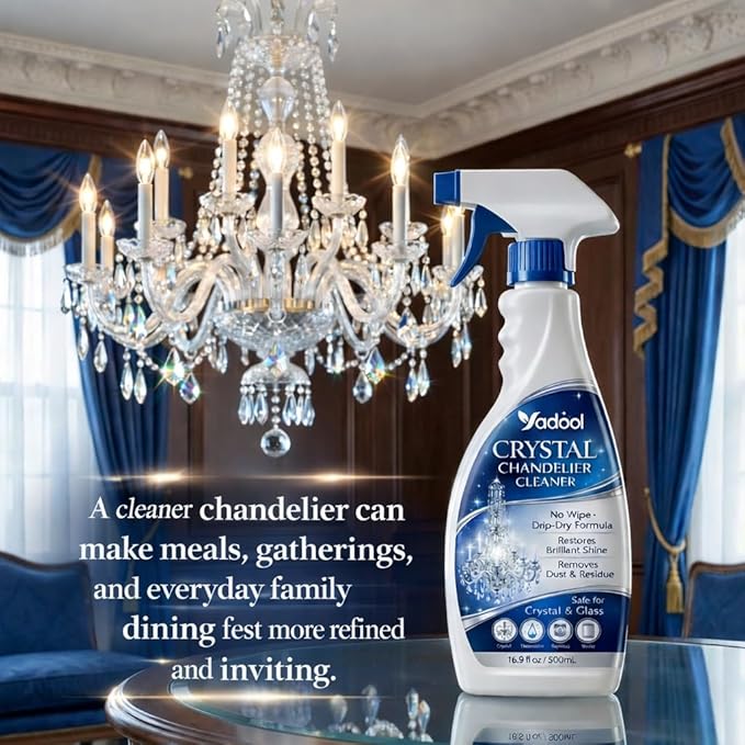 Chandelier Cleaner Spray for Entryway Chandeliers, Drip Dry No Wipe Formula, Removes Dust Build-Up, Restores Shine