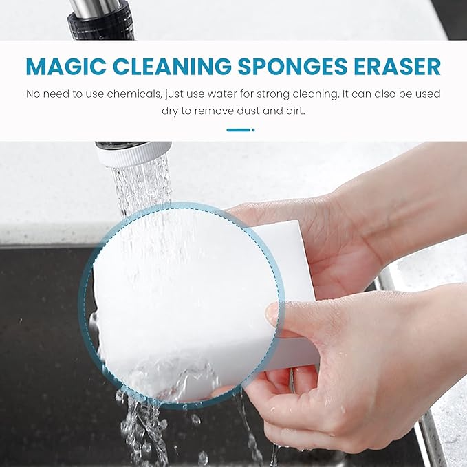 Magic Cleaning Sponges Eraser, Household Sponge Eraser Cleaner Foam Cleaning for Kitchen, Furniture, Car, Leathe (50 Pack)