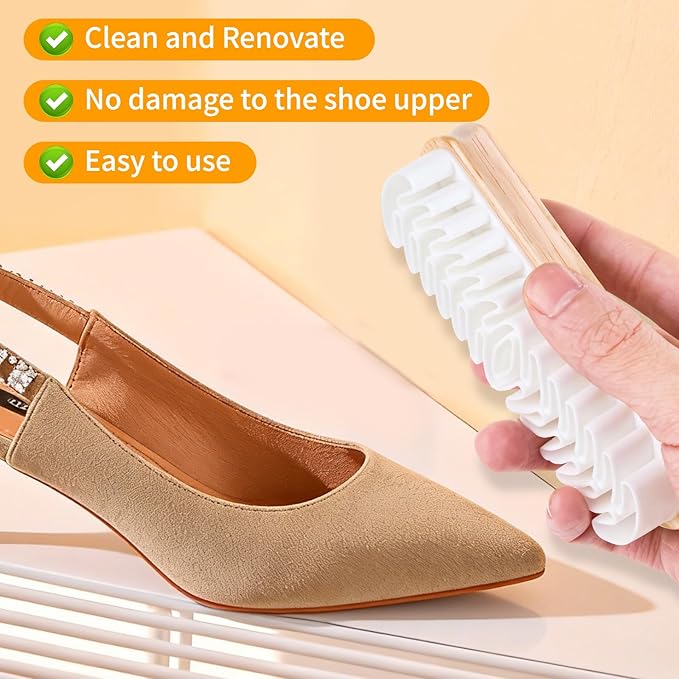 2Pcs Suede Brush for Shoes, Nubuck Brush Suede Eraser Suede Shoe Brush Suede Shoe Cleaner, Suede Cleaning Brush for Shoes, Bags, Sofa with Wooden Handle, Stain Eraser