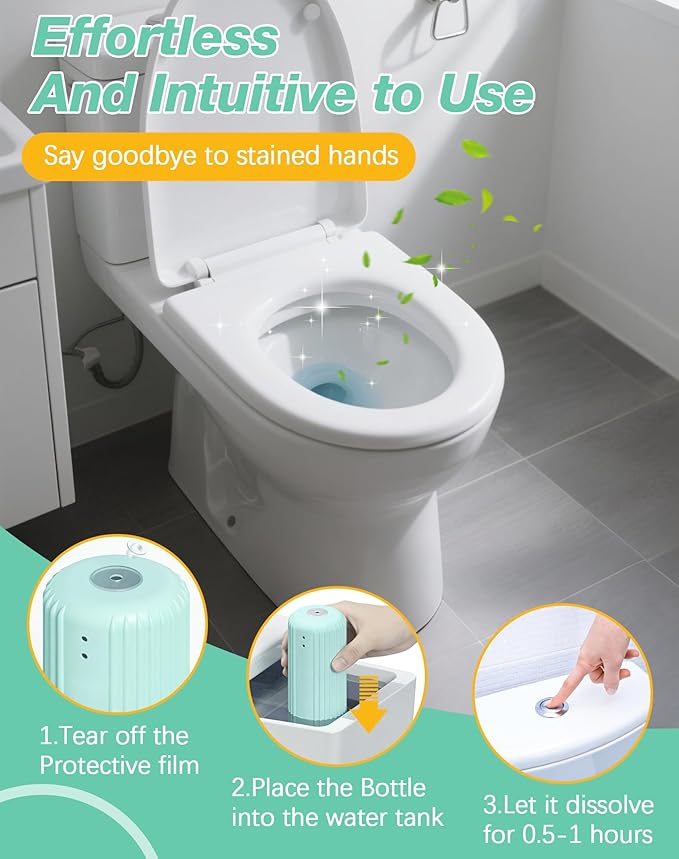 Toilet Cleaner - Hands-Free Automatic Toilet Tank Cleaner - Long-Lasting Hard Water Descaler Septic Safe & Chemical-Free for Home & Commercial Use (1)