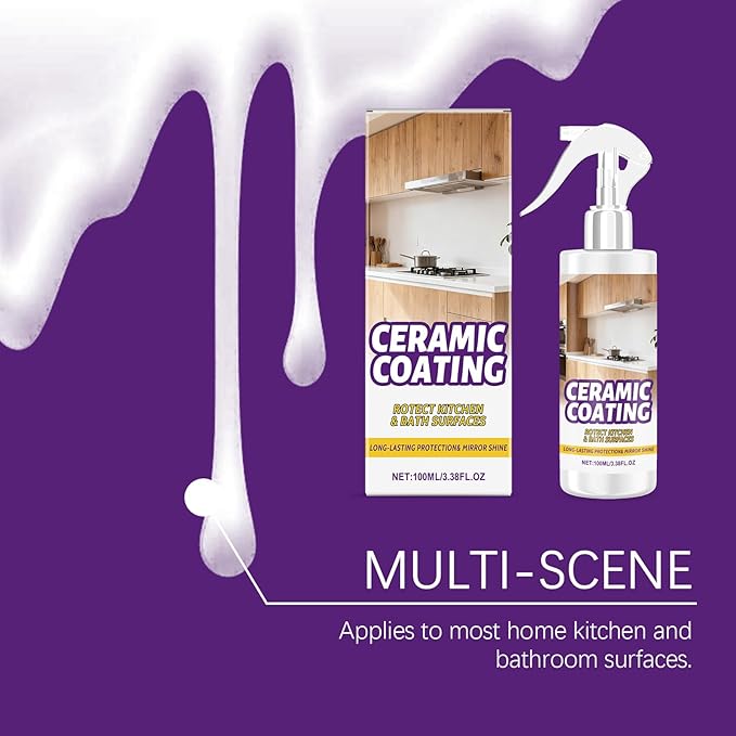 Home Ceramic Coating Spray for Stainless Steel, Glass & Countertops – Long-Lasting Sealant & Protector to Repel Fingerprints, Grime & Stains for Kitchen & Bathroom Surfaces