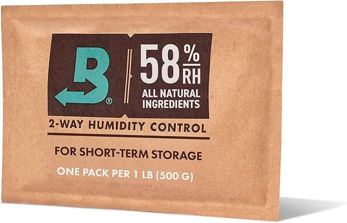Boveda 58% Two-Way Humidity Control Pack for Storing 1 lb – Moisture Absorber for Storage Containers – Humidifier Pack – Individually Wrapped Hydration Packet - 1-pack