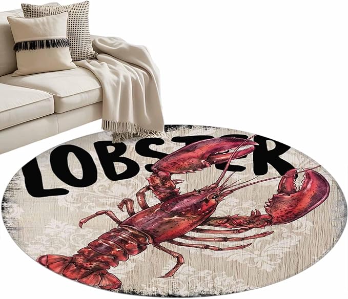 Nautical Ocean Wood Texture Round Rug 3.3 Ft, Samll Area Rugs Washable Non Slip Indoor Floor Mats Circle Carpet for Living Room Bedroom Dining Room Home