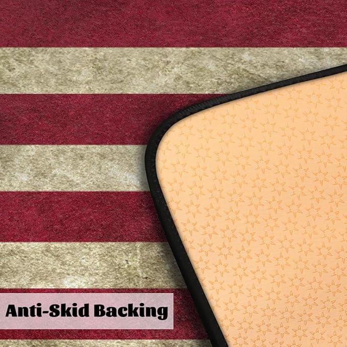 Kitchen Rug Non-Slip Washable Mats Anti Fatigue Soft Absorbent Carpet Welcome Mat for Kitchen,Indoor,Entryway, Sink,Laundry Home Decor American Flag Retro