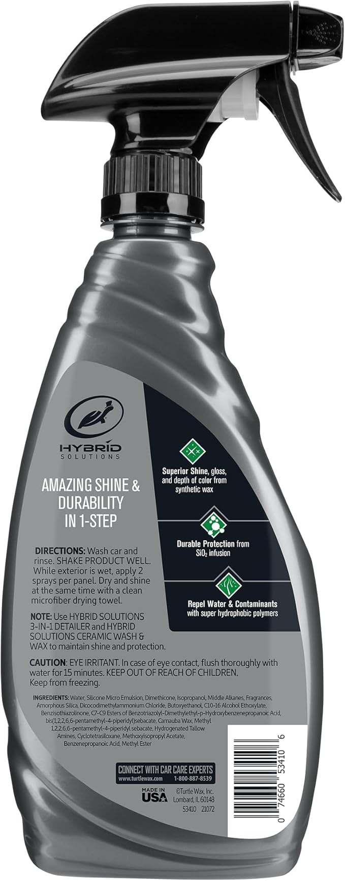 Turtle Wax Hybrid Solutions Ceramic Wet Wax, Spray on Car Wax for 1-Step High Gloss Shine and Ceramic Coating Protection for Paint, Wheels,Glass and More, Extreme Water Beading, 26 oz (Pack of 2)