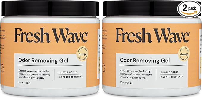 Fresh Wave Orange Odor Removing Gel, 15 oz. | Odor Absorbers for Home | Safer Odor Relief | Natural Plant-Based Odor Eliminator | Every 15 oz. lasts 30-60 Days | For Cooking, Trash & Pets (Pack of 2)