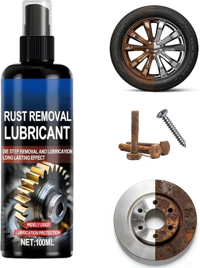 Rust Remover Lubricant Spray, Rust Remover Spray for Metal, Iron Rust Stain Remover for Vehicles, Tools, Chains