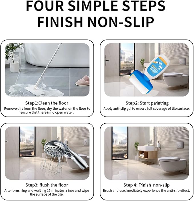 Anti Slip Paint Shower – Bathtub Coating Layer, Bathroom Safety Spray | Tile Grip Non Skid Finish, Transparent Protection Formula, Easy Apply Adhesive with Traction for Slippery, Wet, Tile Use