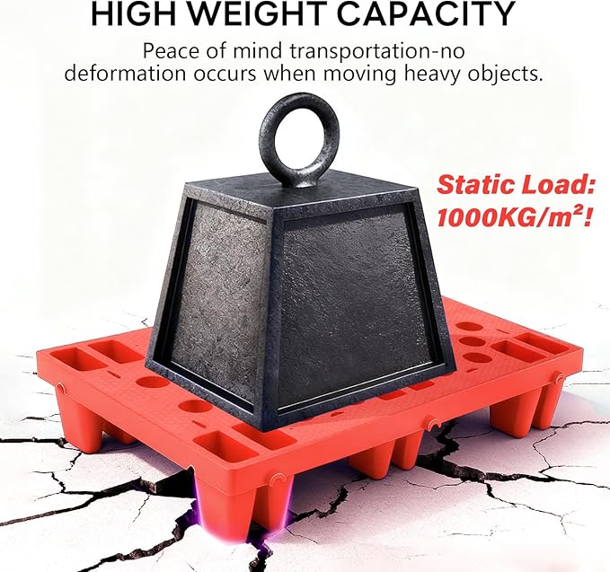 6pcs Red Plastic Pallets, Lightweight Nestable Polyethylene Pallets, Moisture-Proof Floor Pallets, Mini Spliceable Plastic pallets for Basement Storage Kitchen Garages L 19.7" x W 11.8"x H 3.9"