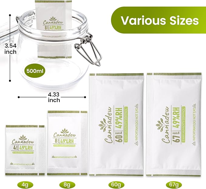 49% RH, 67g (15 Pack) Cannadew Humidity Packs Two-Way Humidity Control Pack – Moisture Absorbers & Hydration Packets for Curing and Storage