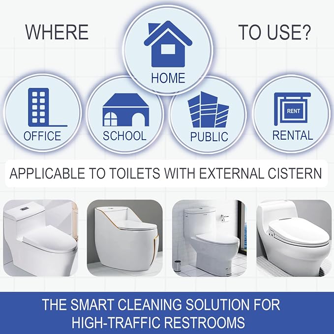 eHouse Automatic Toilet Cleaner with Refill — Flush-Activated Toilet Bowl Cleaner, Household Cleaning Solution - Toilet Cleaners for Hard Water, Removes Rust & Limescale, Fresh Apple Scent.
