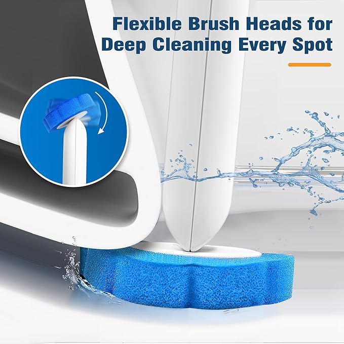 NEWE Disposable Toilet Brush with Tweezers, Toilet Bowl Wand Holder Set with 42PCS Cleaner Refills, Bathroom Cleaning System for Sink Bathtub Drain Wash Basin Urinal (Blue)