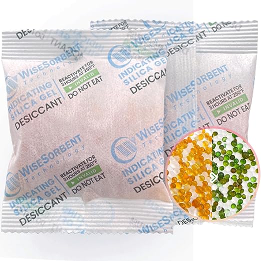 Wisesorb 15pcs 20g Silica Gel Packets, Indicating Deisiccant Packs, Rechargeable Deisccant Moisture Absorbers for Storage