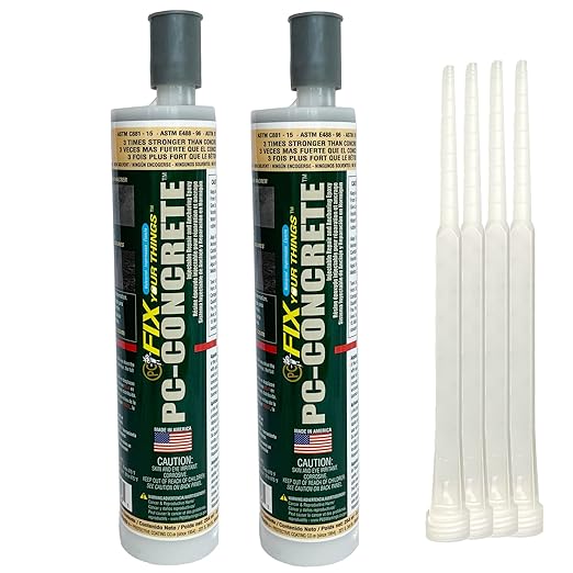 PC Products PC-Concrete Two-Part Epoxy Adhesive Paste for Anchoring and Crack Repair, 8.6 oz Cartridge, Gray (2-Pack)