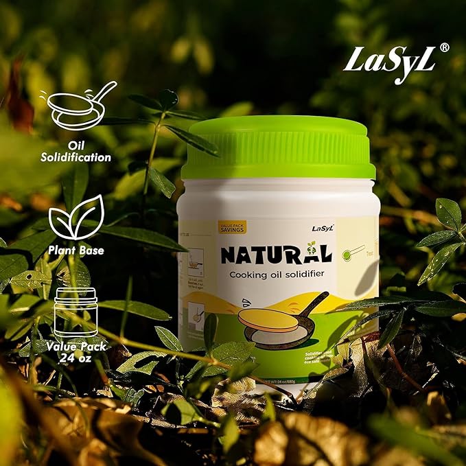 LaSyL Natural Cooking Oil Solidifier Powder, Harden Up to 2.25 Gallon of Fry Oil Away from Mess, 100% Plant-Based Oil Hardener for Disposal, Value Pack 12 Oz （2 Pack）