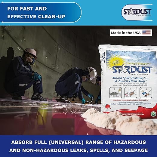 STARDUST Super Absorbent 1.5 Cu.Ft. Bag - Stardust Powder, Floor Dry Absorbent, Absorbent Powder, Bags for Spill Cleanup, Oil Dry Absorbent, Spill Absorber Cleaning Solution