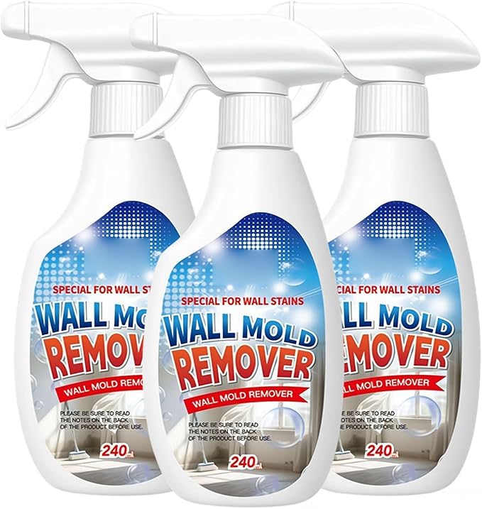 Wall Mold Remover Spray - Multi Surface Cleaning Solution for Painted Walls, Wood, Tile & Fabric, Highly Effective Stain & Dust Remover for Bathroom & Kitchen, Long Lasting Protection (3pcs)