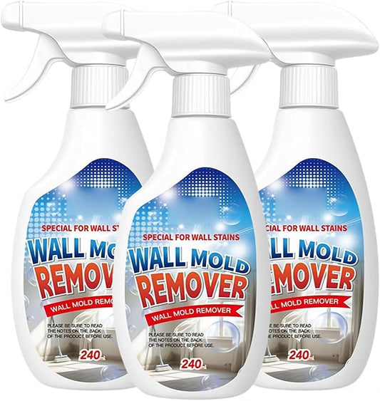 Wall Mold Remover Spray - Multi Surface Cleaning Solution for Painted Walls, Wood, Tile & Fabric, Highly Effective Stain & Dust Remover for Bathroom & Kitchen, Long Lasting Protection (3pcs)