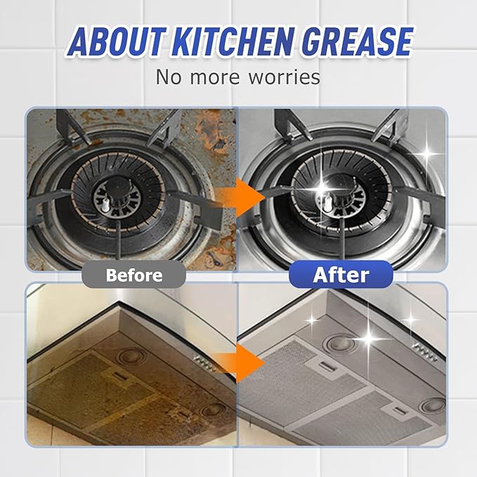 Kitchen Heavy Oil Cleaner Spray,3.38 Oz All Purpose Kitchens Heavy Oil Cleaning Agent, Grease Remover,Kitchen Degreasing Cleaning Spray for Stove,Oven,Dishwasher,Appliances (2PC With 2 Sponge)