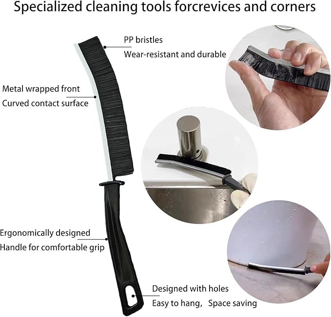 Crevice Cleaning Brush Set, Hard Bristle Cleaning Supplies for Kitchen, Bathroom, Corner, Grout, Sink, Cup, Teapot, Bottle, Blender