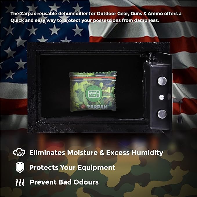 Zarpax Reusable Gun Safe Dehumidifier - The Ultimate Desiccant Bags Solution for Gun Safes, Closets, and More (8-Pack) - Prevent Excess Humidity, Moisture and Mold - Gun Safe Accessory