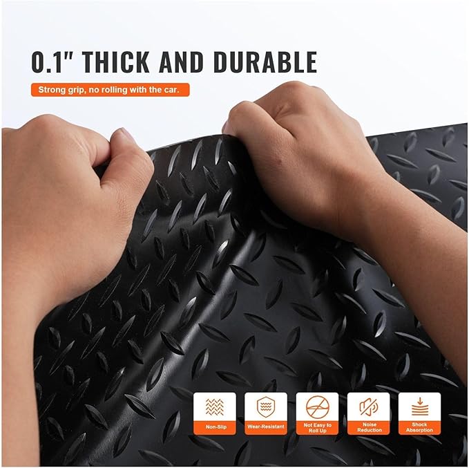 Garage Floor Mats 2 Rolls 14.7 x 3.6 Ft, 2.5mm PVC Garage Flooring, Black Car Floor Protector