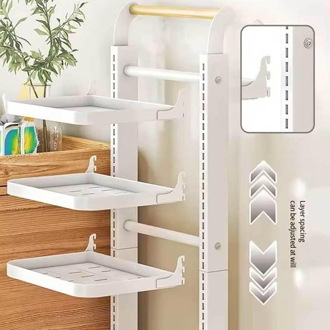 Black Pan Storage Stand for Kitchen Drawers with Free Standing Cupboard nizers Pot Holder and Shelves White (4 Boards 1 Basket)