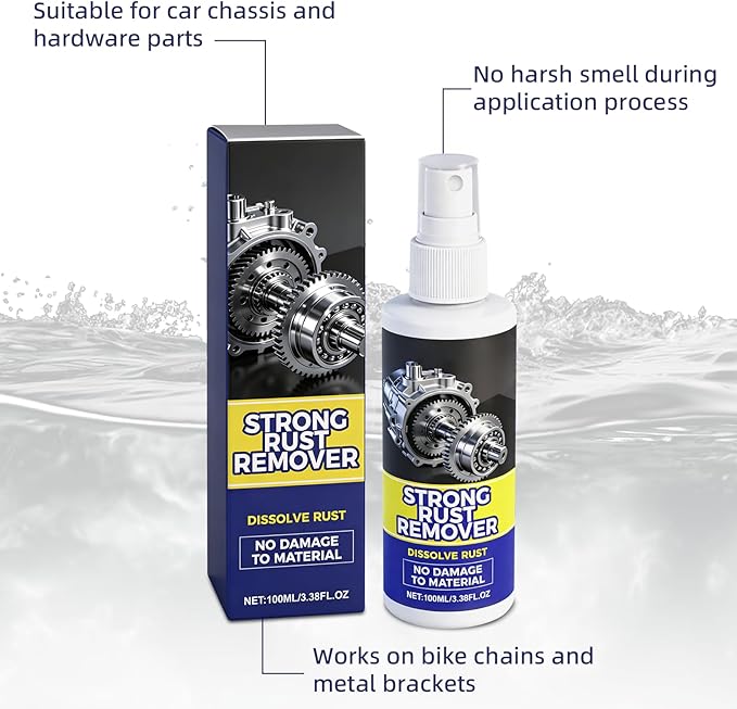 2pcs Rust Remover Spray for Metal, Strong Rust Remover Spray for Metal, Multipurpose Rust Removers for Cars, Appliances, Tools, for Outdoor Use, Kitchen, Doors, Chains, Fast Acting