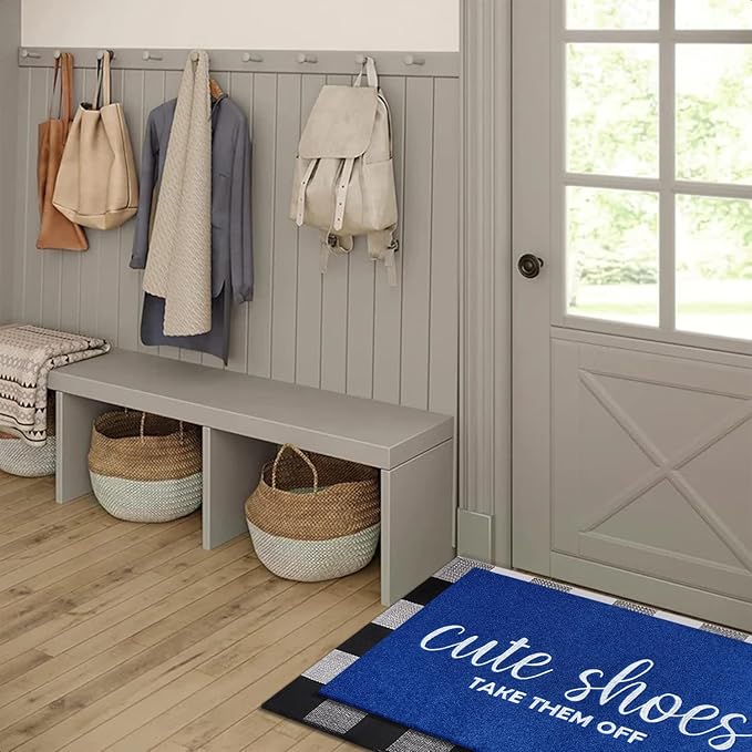 AOAOPQ Outdoor Rug Welcome Front Door Entrywa Mat, Washable Indoor Mats for Layered Door Mats Porch, Large 24"x36" Front Porch,Farmhouse Blue