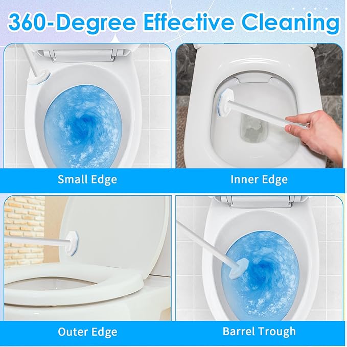 Ptwola 50 Count Disposable Toilet Wand Refills Toilet Bowl Cleaner Scrubber Brush Refills Pads Bathroom Deep Cleaning Replacement Sponges Wand Head Compatible with Most Toilet Brushes