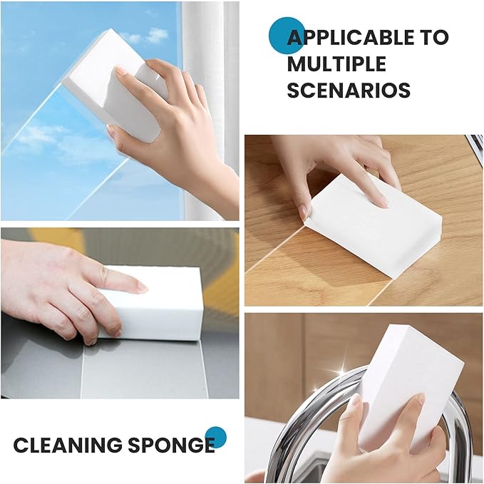 Magic Cleaning Sponges Eraser, Household Sponge Eraser Cleaner Foam Cleaning for Kitchen, Furniture, Car, Leathe (50 Pack)