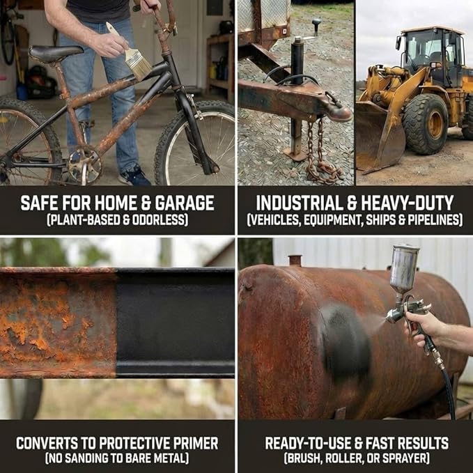 Rust Converter, Professional Plant-Based Metal Surface Prep, Industrial-Grade Corrosion Protection, Ready-to-Use Formula, 1 Quart