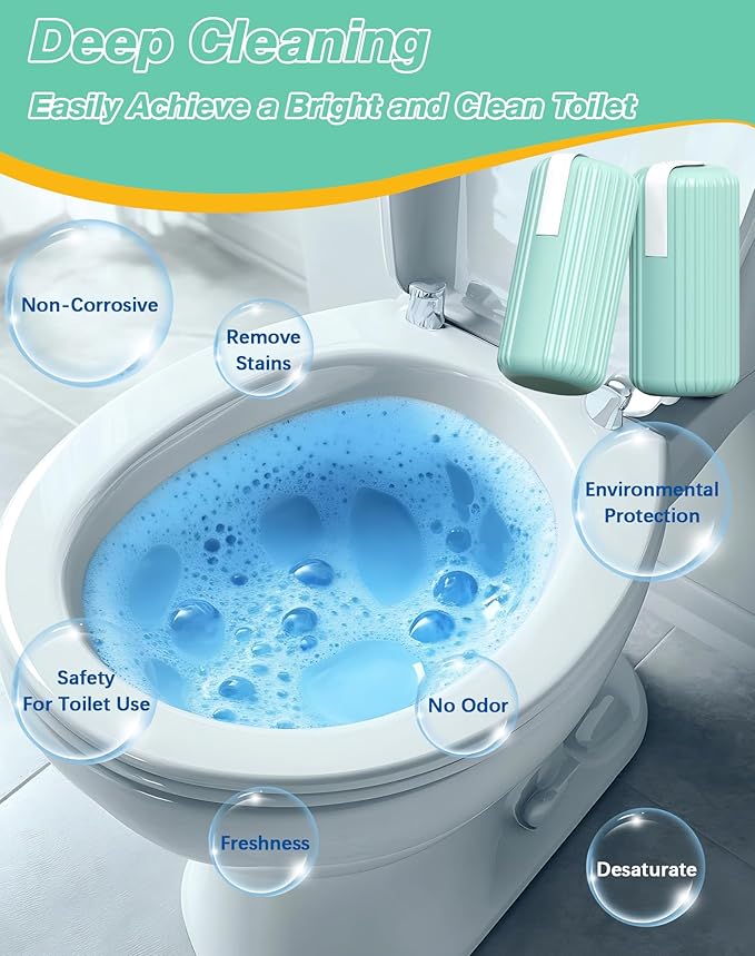 Toilet Cleaner - Hands-Free Automatic Toilet Tank Cleaner - Long-Lasting Hard Water Descaler Septic Safe & Chemical-Free for Home & Commercial Use (2)