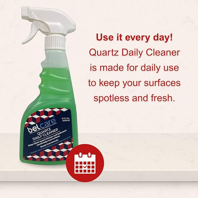 Quartz Countertop Cleaner, Kitchen Spray, Bathroom Vanity Cleaner, ph-Neutral, Streak Free - 17 fl oz
