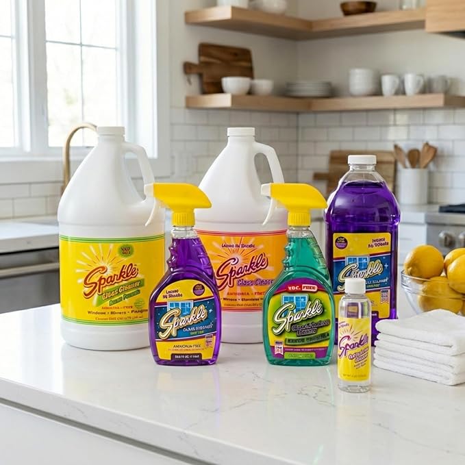 Sparkle Glass Cleaner, Original Purple, 1 Gallon Refill Bottle, 128 OZ