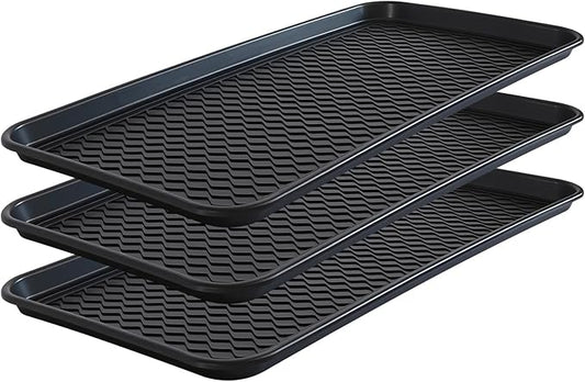 Boot Tray for Entryway, 3 Pack Waterproof Shoe Trays for Indoor Outdoor Use 30"x15" Durable Shoe Mat with Raised Edge, Non-Slip Tray for Boots, Pets, Garden & Muddy Shoes