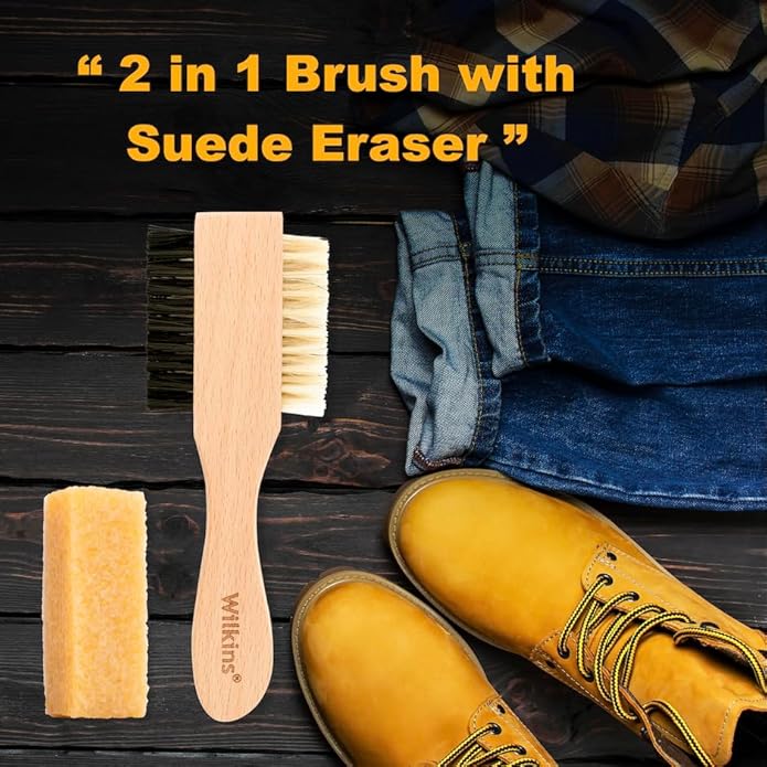 Wilkins Complete Suede Cleaning Kit - 2 IN 1 Bristles Shoe Cleaner Brush with Suede Eraser.